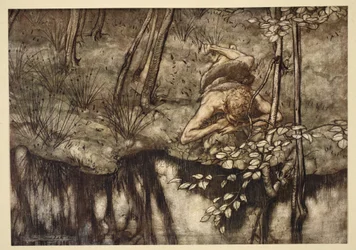 Siegfried sieht sich im Bach, Illustration aus 